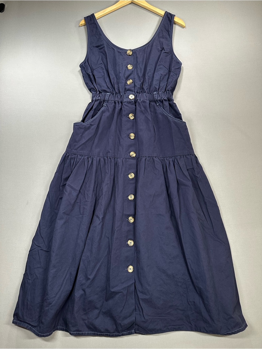 L.F. Markey Button-Front Scoop Neck Sleeveless Midi Dress, Organic Cotton - US 4